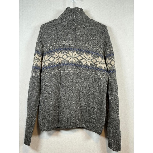 Lorenzo Magni Mens Wool Blend Fair Isle Quarter Zip Sweater Grey Made in Italy S - Picture 6 of 9
